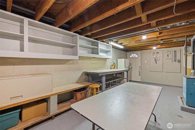 view of unfinished basement