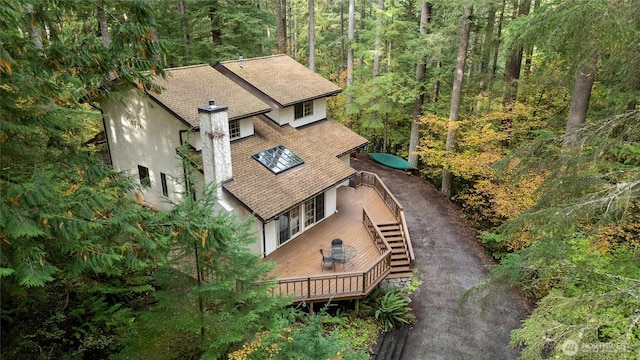 aerial view with a forest view