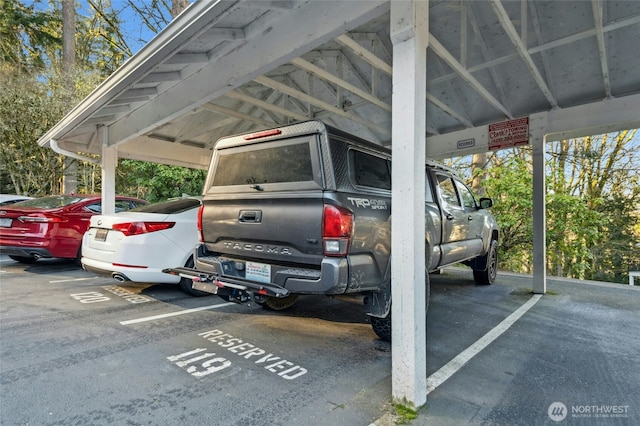 view of covered parking lot