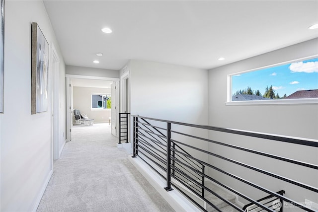 3804 193rd Pl SE, Bothell, WA 98012 - corridor with light colored carpet, an upstairs landing, baseboards, and recessed lighting