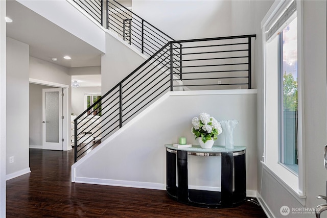 3804 193rd Pl SE, Bothell, WA 98012 - stairs featuring recessed lighting, baseboards, and wood finished floors
