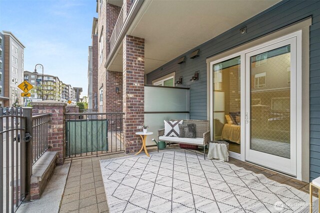 view of patio featuring a city view