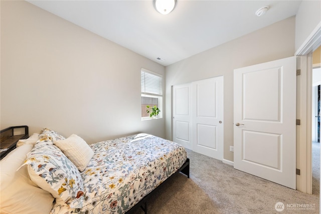 bedroom featuring a closet and carpet