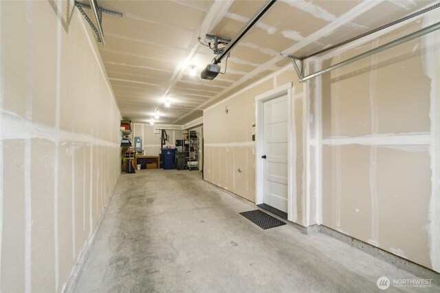 garage with a garage door opener