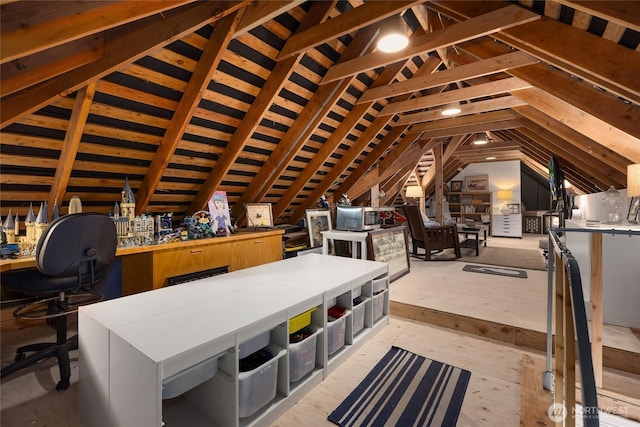 view of unfinished attic