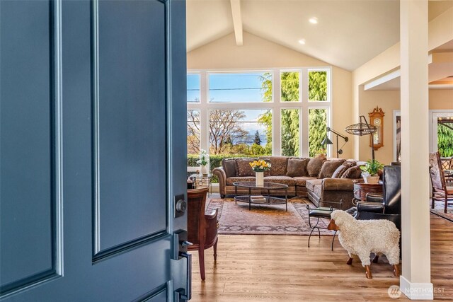 sunroom / solarium with beam ceiling
