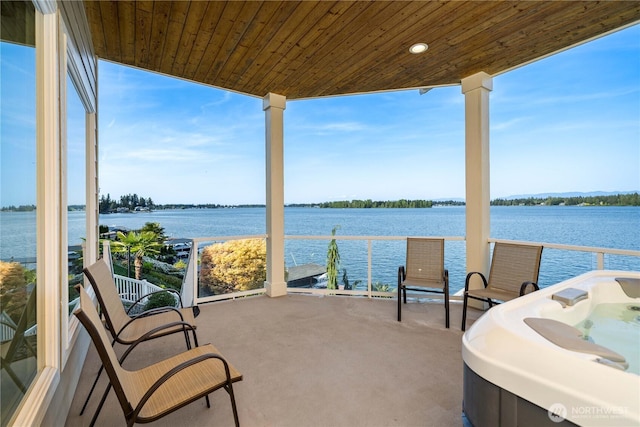 exterior space featuring a water view