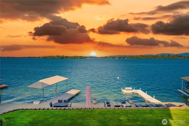 view of dock featuring a water view