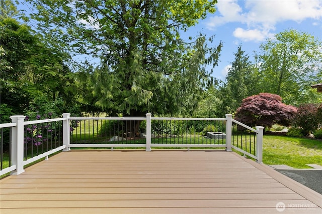 18431 Newport Dr, Arlington, WA 98223 - wooden terrace featuring a lawn
