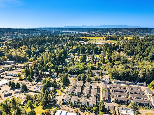 bird's eye view with a mountain view