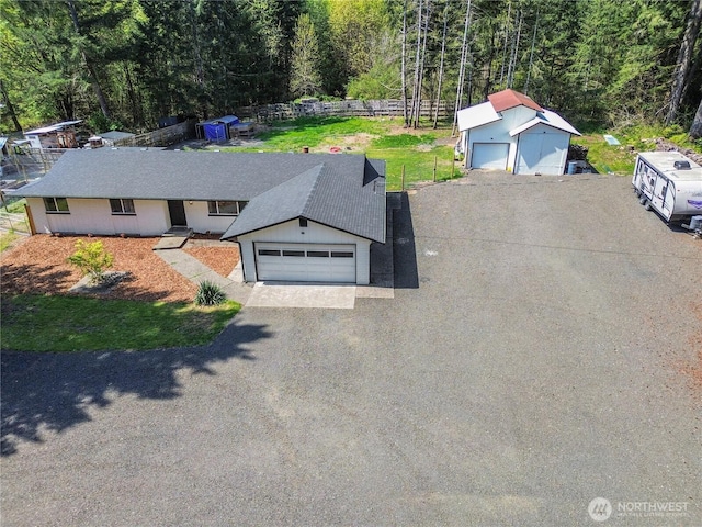 aerial view with a wooded view