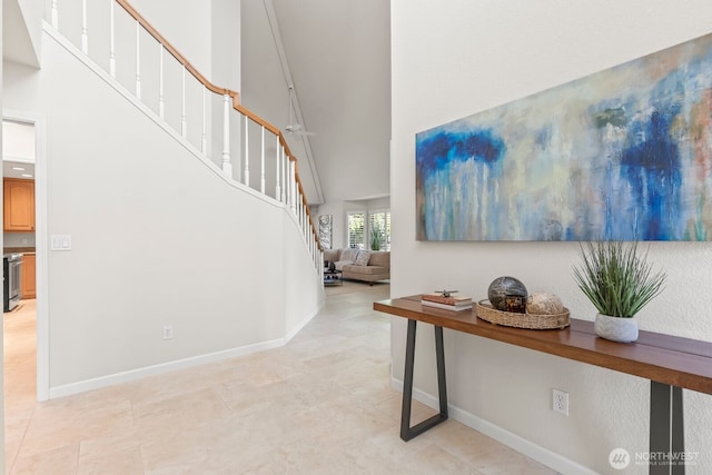 1208 N 20th Ave, Yakima, WA 98902 - stairway with high vaulted ceiling and baseboards