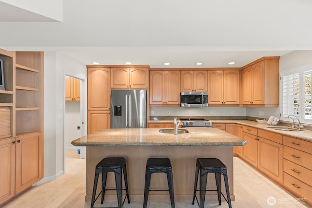 1208 N 20th Ave, Yakima, WA 98902 - kitchen with recessed lighting, light stone countertops, a sink, and stainless steel appliances