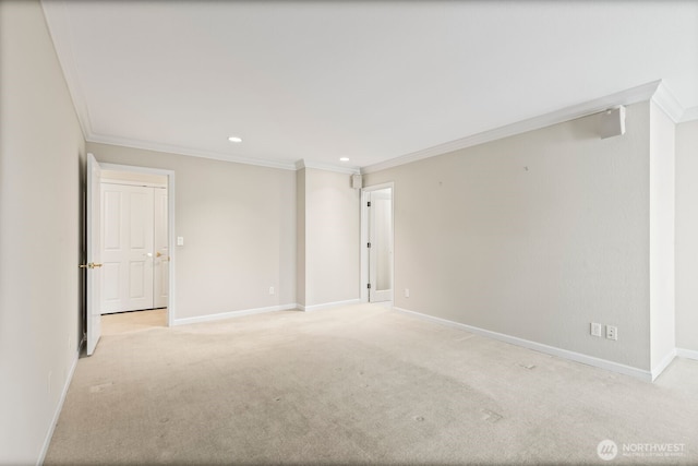 1208 N 20th Ave, Yakima, WA 98902 - unfurnished room with ornamental molding, recessed lighting, light colored carpet, and baseboards