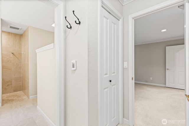 1208 N 20th Ave, Yakima, WA 98902 - hall featuring baseboards, visible vents, and crown molding