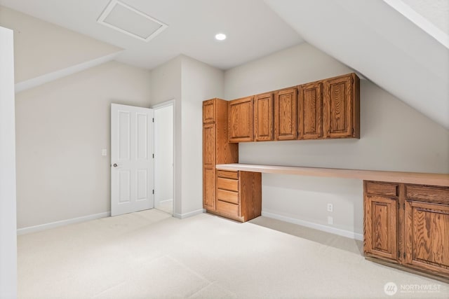 1208 N 20th Ave, Yakima, WA 98902 - additional living space with attic access, recessed lighting, lofted ceiling, baseboards, and light colored carpet