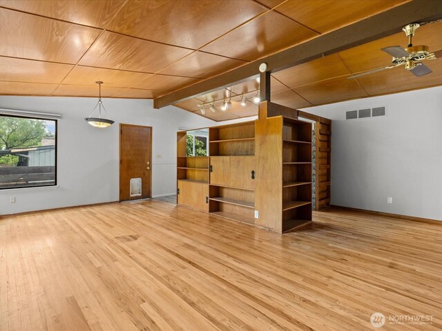 2909 SW 116th St, Burien, WA 98146 - unfurnished living room with wood finished floors, baseboards, and ceiling fan