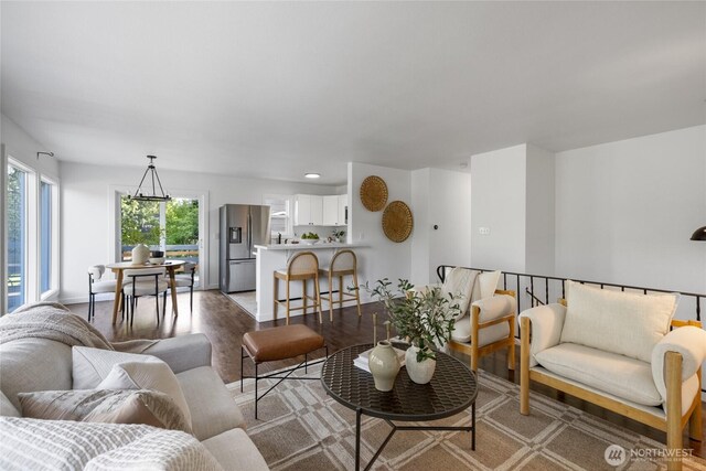 living room with light wood-type flooring