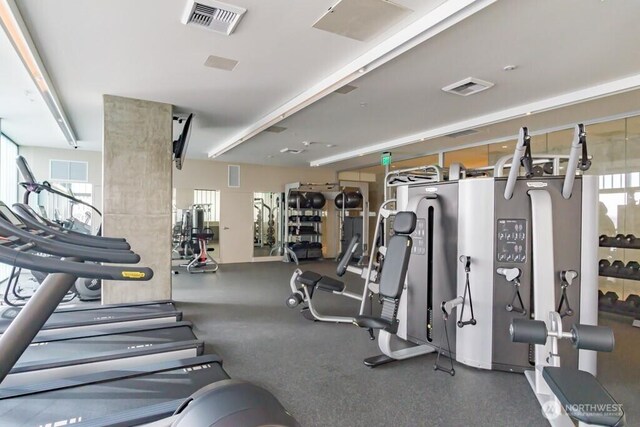 121 Stewart St Unit 905, Seattle, WA 98121 - exercise room with healthy amount of natural light