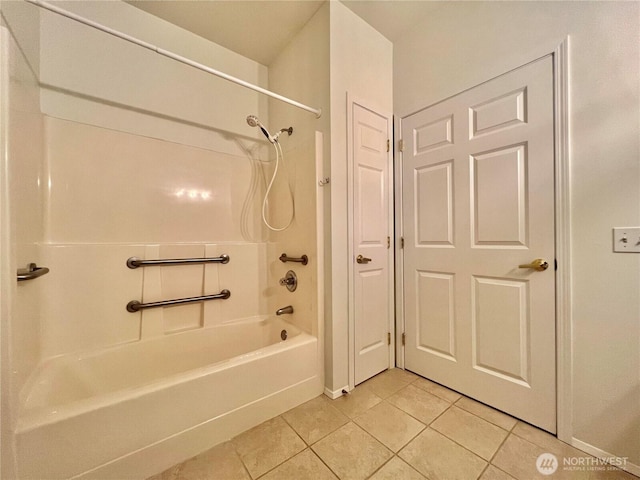 full bathroom featuring shower / bathing tub combination and tile patterned flooring