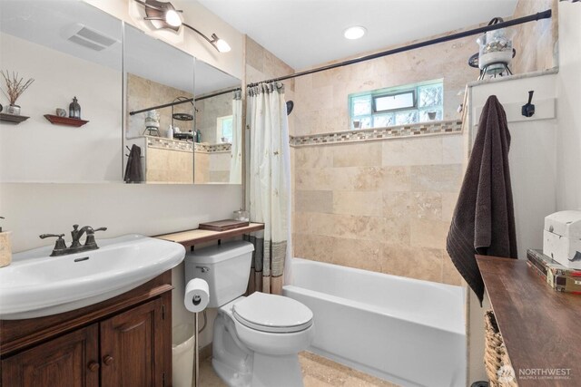 330 15th St, Snohomish, WA 98290 - full bathroom with shower / bath combination with curtain, toilet, and vanity