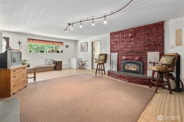 330 15th St, Snohomish, WA 98290 - living room featuring a fireplace and track lighting