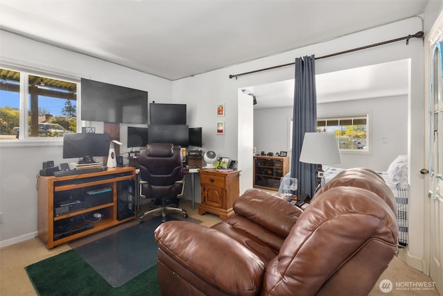 330 15th St, Snohomish, WA 98290 - living room with a desk, carpet floors, and baseboards
