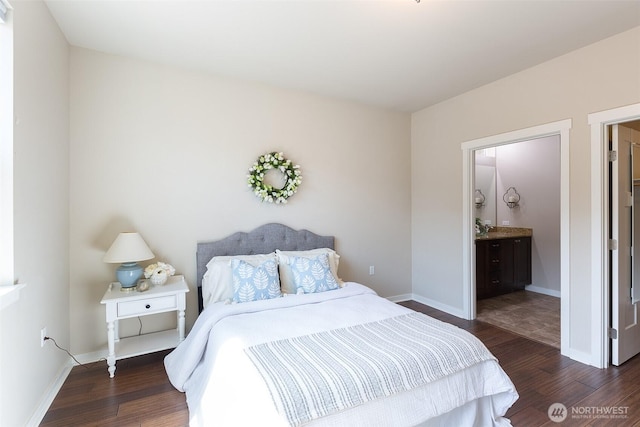 bedroom featuring baseboards and dark wood finished floors