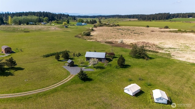 aerial view with a rural view
