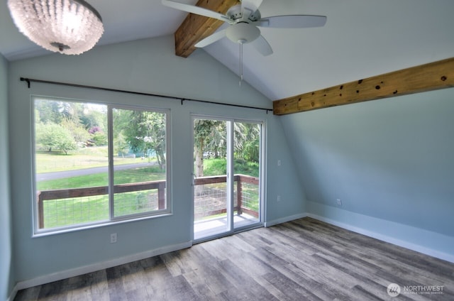 41 SE Wildcat Cove Rd, Shelton, WA 98584 - unfurnished room with wood finished floors, ceiling fan, and baseboards