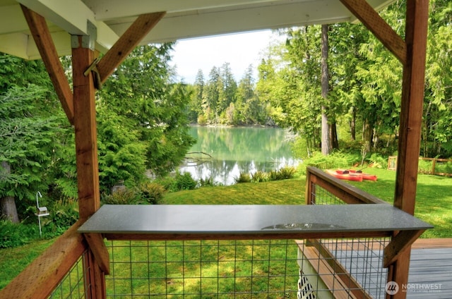 41 SE Wildcat Cove Rd, Shelton, WA 98584 - wooden deck featuring a water view and a yard