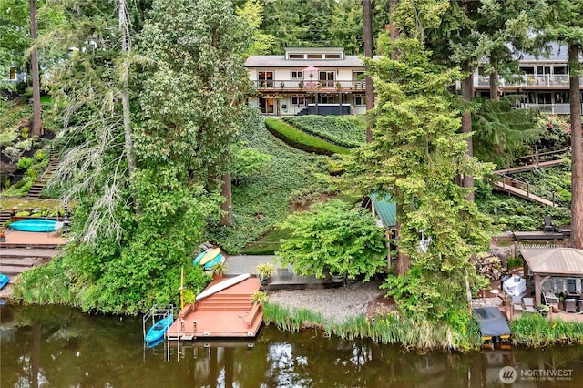 view from above of property featuring a large body of water