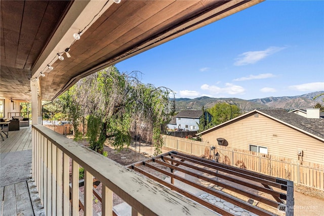 780 10th St NE, East Wenatchee, WA 98802 - wooden terrace featuring fence and a mountain view