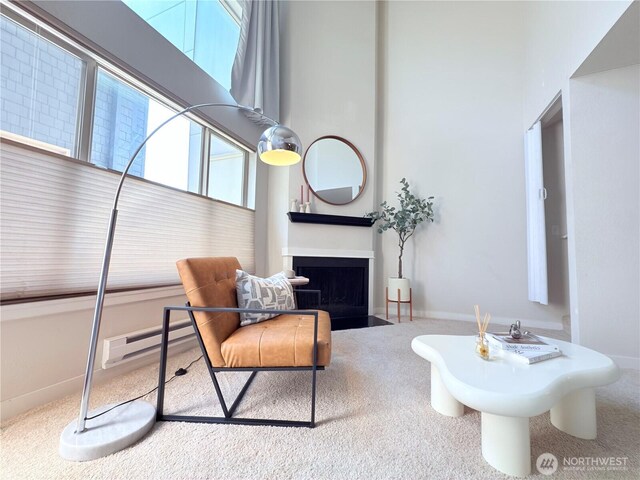 7309 Sand Point Way NE Unit B727, Seattle, WA 98115 - interior space with baseboards, carpet floors, and a fireplace with flush hearth