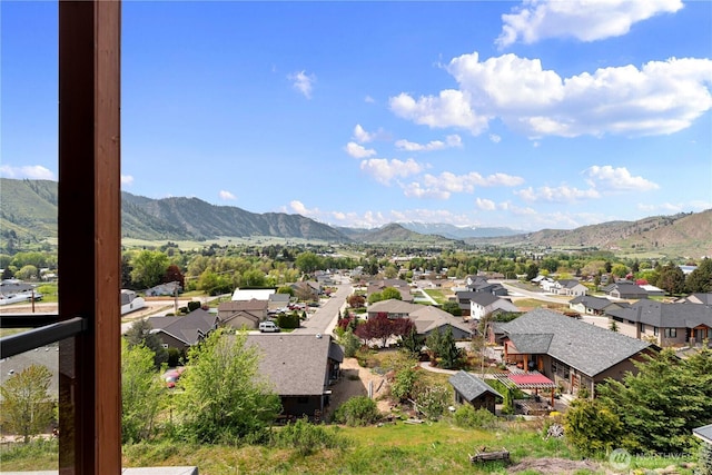view of mountain feature with a residential view