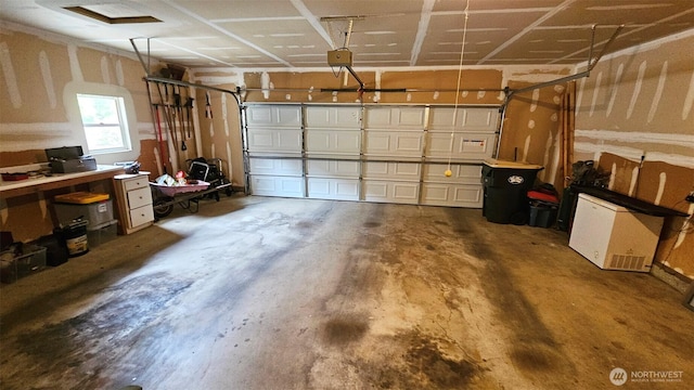 garage with a garage door opener
