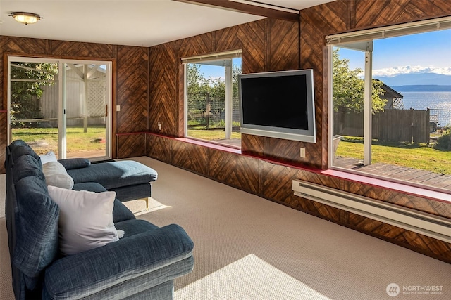 sunroom / solarium featuring a baseboard heating unit