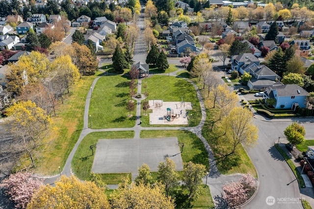 bird's eye view with a residential view
