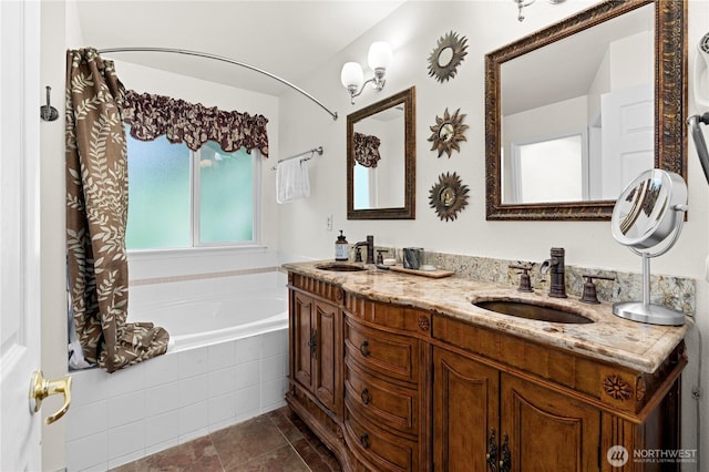 13103 SE 261st Pl, Kent, WA 98030 - full bathroom featuring a sink, double vanity, and a bath