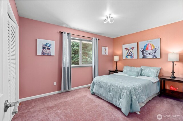 13103 SE 261st Pl, Kent, WA 98030 - bedroom with baseboards, carpet flooring, and a closet