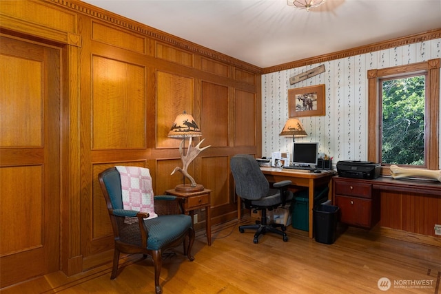 4385 Wildwood Ln, Anacortes, WA 98221 - office with light wood-style floors and ornamental molding