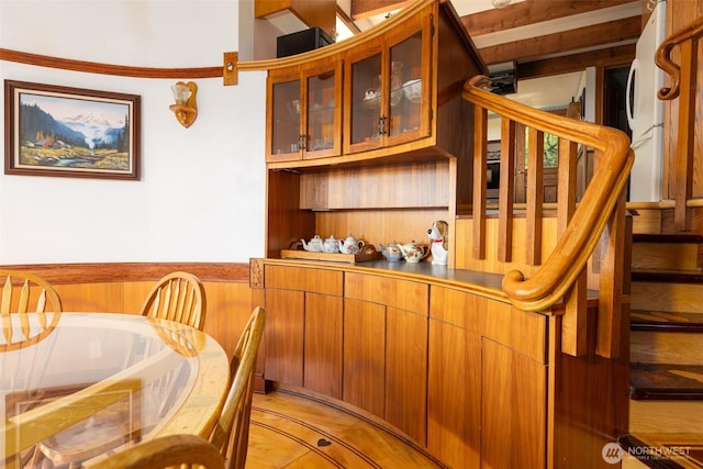 4385 Wildwood Ln, Anacortes, WA 98221 - bar area with stairs and wainscoting