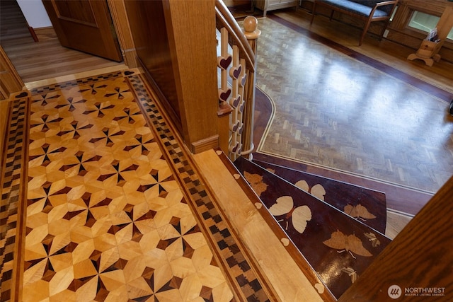4385 Wildwood Ln, Anacortes, WA 98221 - hall featuring parquet floors and baseboards