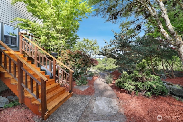 view of yard featuring stairway