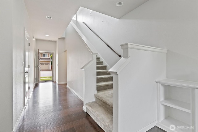 4000 Cameron Dr NE, Lacey, WA 98516 - entryway with wood finished floors, recessed lighting, and stairs
