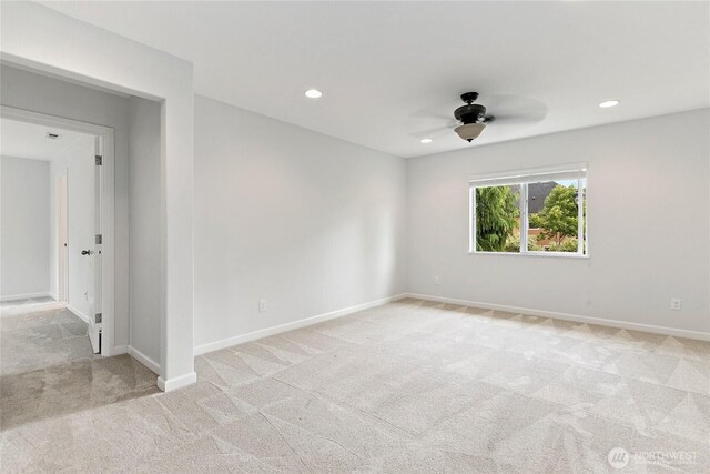 4000 Cameron Dr NE, Lacey, WA 98516 - empty room with light colored carpet, ceiling fan, and recessed lighting