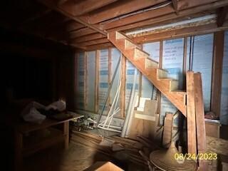 basement featuring stairs