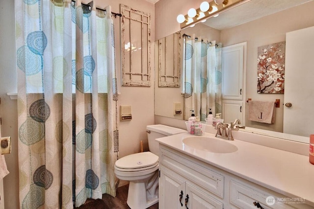 70 Shadow Trl, Sequim, WA 98382 - full bath featuring toilet, curtained shower, and vanity