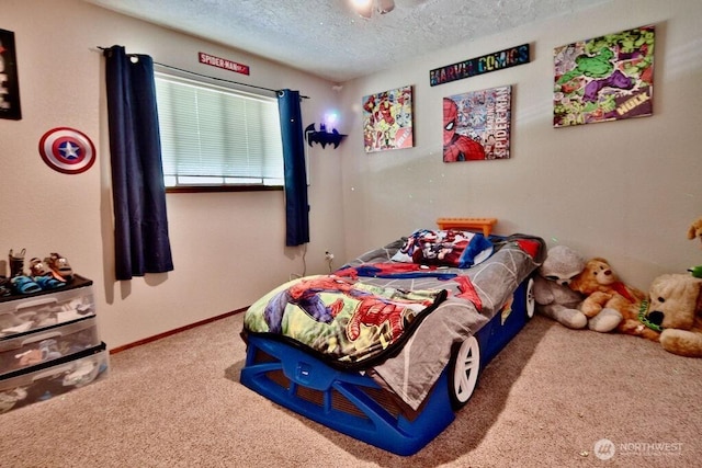 70 Shadow Trl, Sequim, WA 98382 - bedroom featuring a textured ceiling, carpet, and baseboards