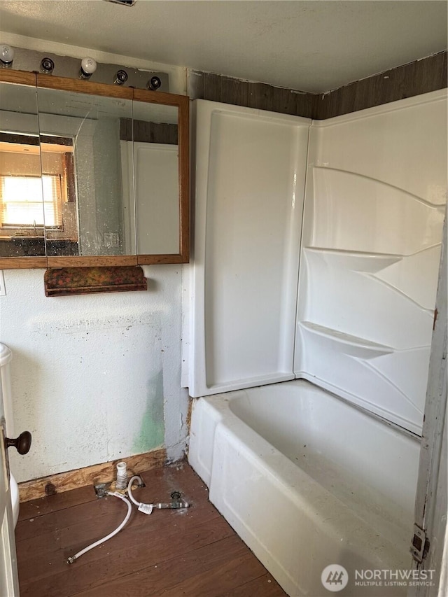 bathroom with wood finished floors